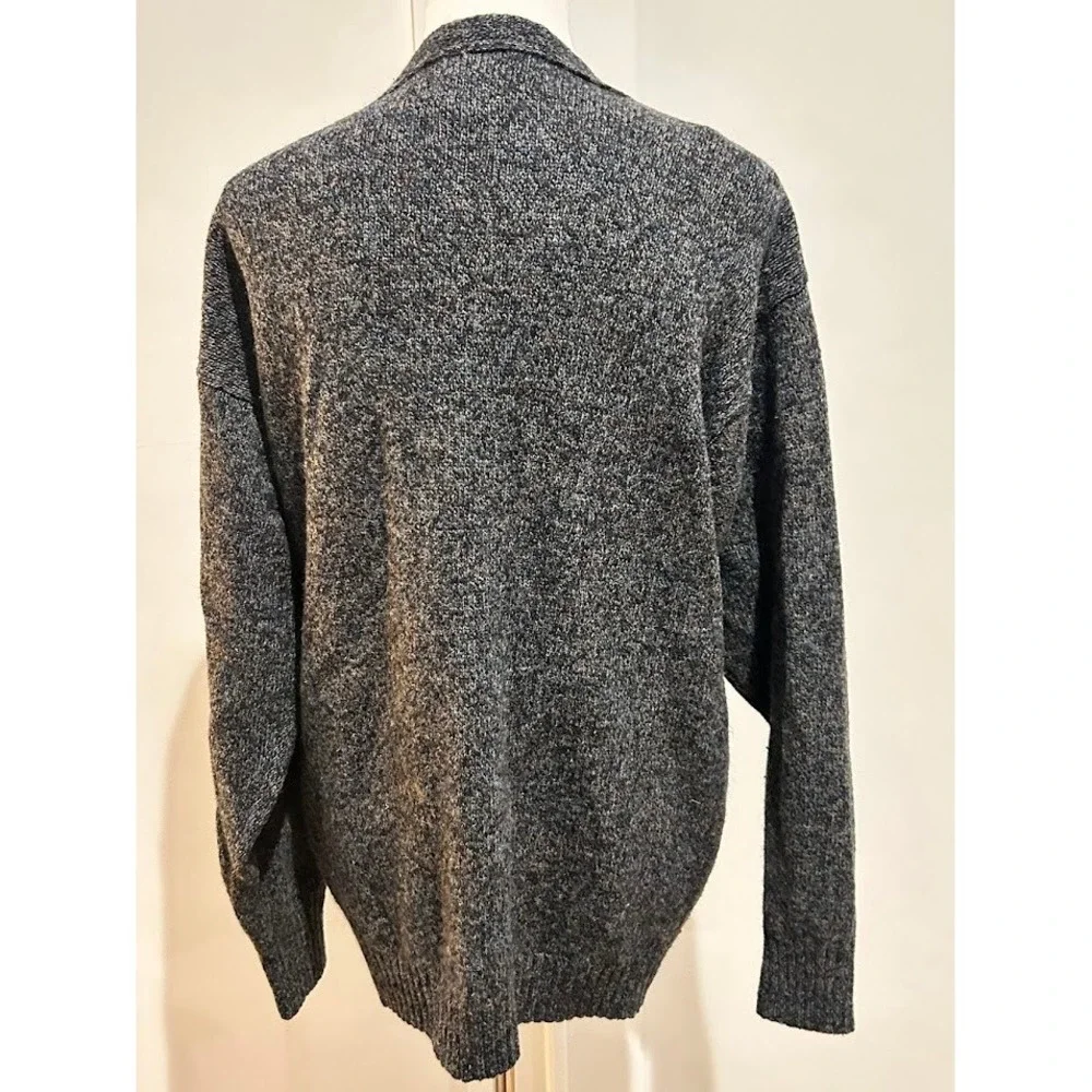 Pendleton Men's Shetland Wool Cardigan Sweater Dark Gray Button Front Pockets M‎